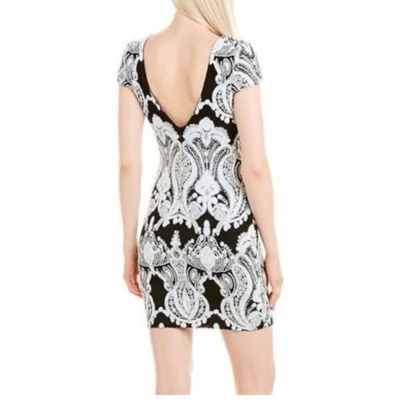 Dress the Population Black Silver Sequin Tabitha Paisley Cocktail Dress | Size S - Picture 2 of 8